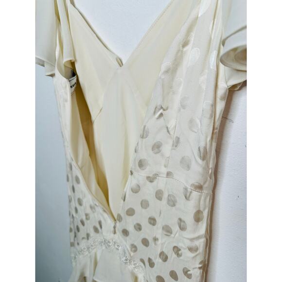 THREE FLOOR White Polka Dot Textured Hourglass Ruffle Trim Perle Dress sz US 2 - Picture 14 of 16